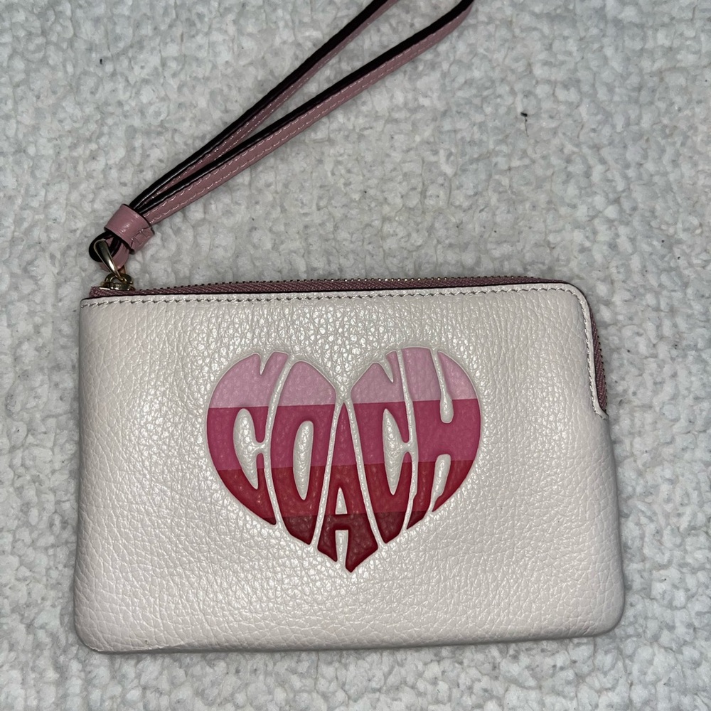 Coach Heart Leather Wristlet